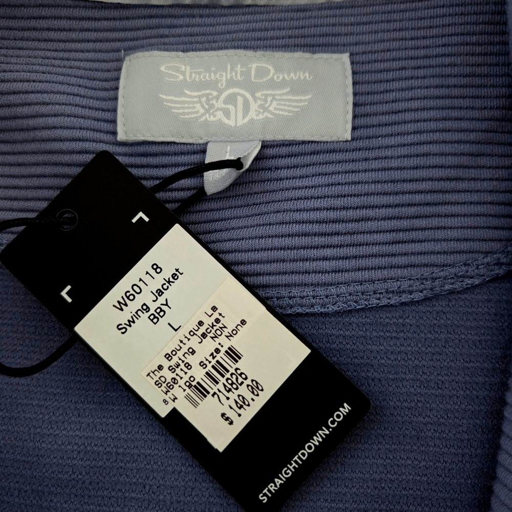 Straight Down Swing Jacket RitzCarlton Laguna Niguel Embroidery Blue Purple Sz L - Picture 4 of 6